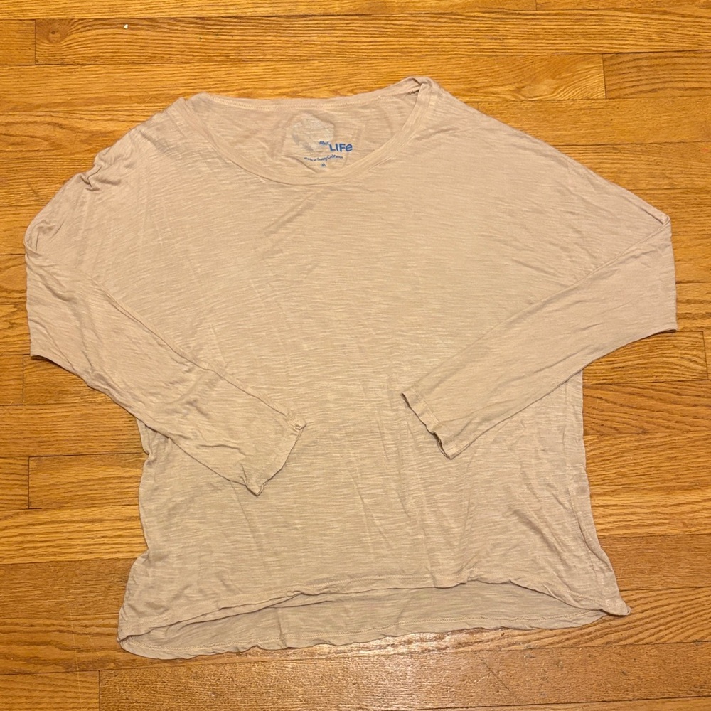Blue Life Beige Long Sleeve Top🩵